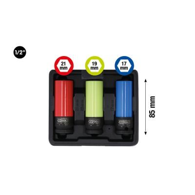 1/2" Aluflg.-Kraft-Steckn.-Stz, 3-tlg. / 17-21mm 