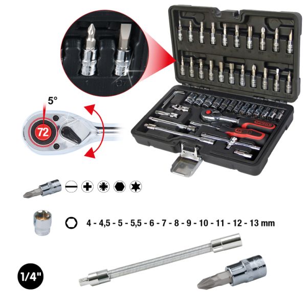 1/4" Steckschlüssel-Satz, 48-tlg. 